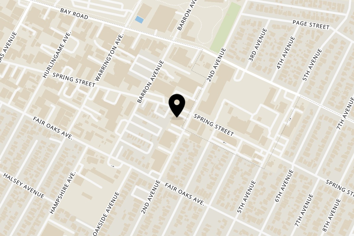 Map showing the location of Russ Fam Kitchen Russ Fam Kitchen 2 on 2992 Spring St C in Redwood City