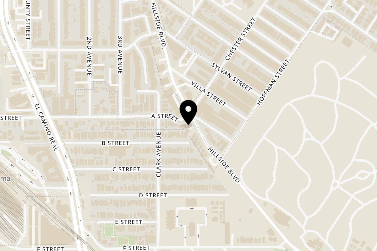 Map showing the location of Russ Fam Kitchen Daly City on 1216 Hillside Blvd in Daly City